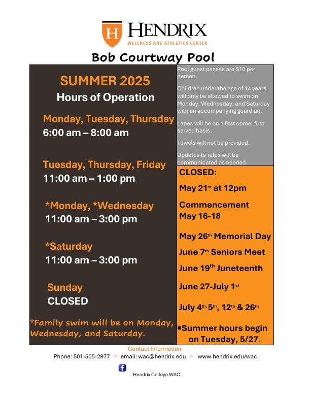 Pool Summer 2025 Hours